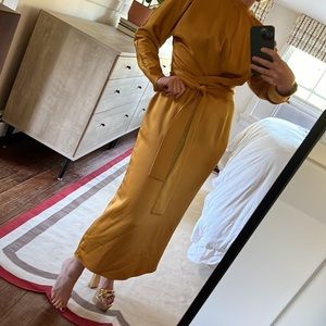 ASOS gold midi wrap dress size 6